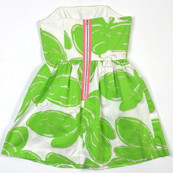 Lilly Pulitzer Dress Women’s 4 Mini Green White Leaf Print Zip - Picture 2 of 11